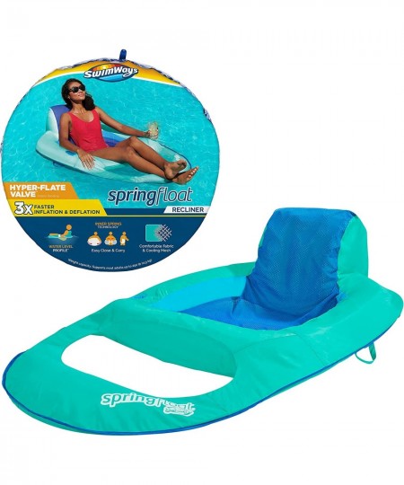 Spring Float Recliner Pool Lounge Chair with Hyper-Flate Valve Aqua $61.18 - Swimming Pool & Outdoor Water Toys