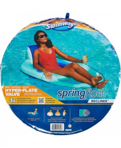 Spring Float Recliner Pool Lounge Chair with Hyper-Flate Valve Aqua $61.18 - Swimming Pool & Outdoor Water Toys