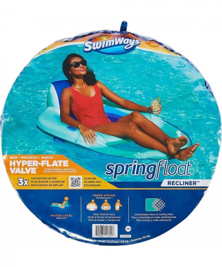 Spring Float Recliner Pool Lounge Chair with Hyper-Flate Valve Aqua $61.18 - Swimming Pool & Outdoor Water Toys