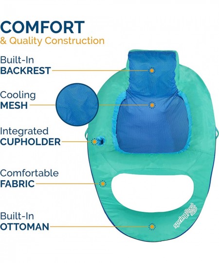 Spring Float Recliner Pool Lounge Chair with Hyper-Flate Valve Aqua $61.18 - Swimming Pool & Outdoor Water Toys