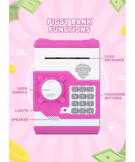 Piggy Bank for Girls Boys Large Electronic Money Coin Banks with Password Protection Automatic Paper Money Scroll Saving Box ...