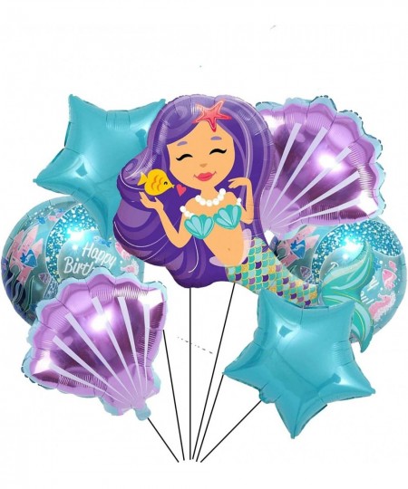 7PCS Mermaid Mylar Balloon Mermaid Balloons Birthday Party Supplies for Little Mermaid Theme Birthday Party Decorations for G...