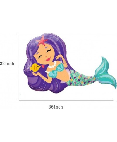 7PCS Mermaid Mylar Balloon Mermaid Balloons Birthday Party Supplies for Little Mermaid Theme Birthday Party Decorations for G...