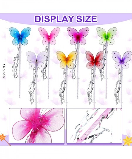 33 Pcs Fairy Wand Butterfly Wands Glitter Wand with Ribbon Colorful Princess Wands Tea Party Supplies for Halloween Cosplay C...