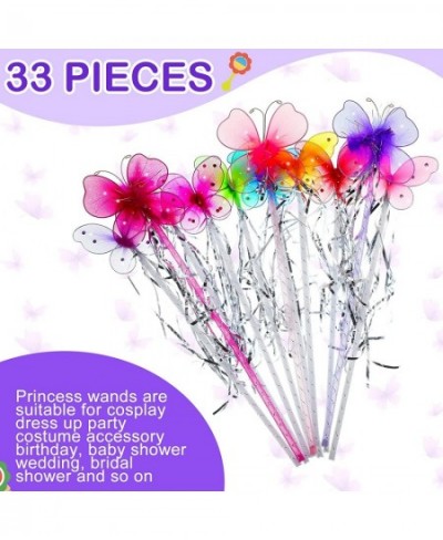 33 Pcs Fairy Wand Butterfly Wands Glitter Wand with Ribbon Colorful Princess Wands Tea Party Supplies for Halloween Cosplay C...