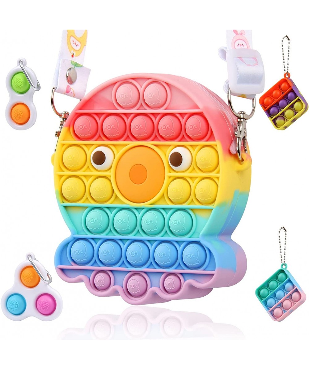 Pop Purse for Girls Crossbody Pop Purse Fidget Sensory Toy Pack Shoulder Bag Rainbow Push Pop Bubble Handbags Messenger Bag w...