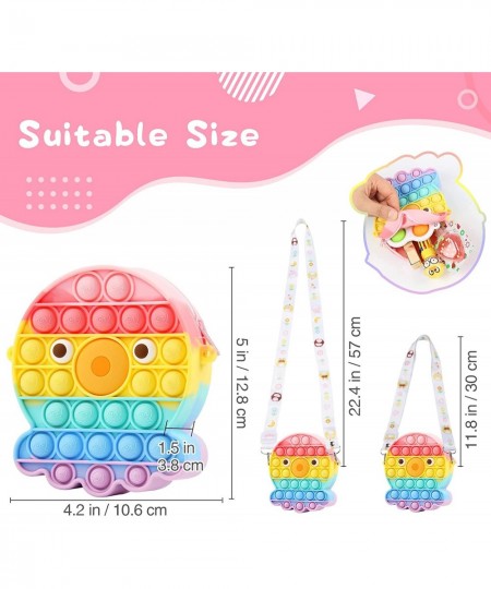 Pop Purse for Girls Crossbody Pop Purse Fidget Sensory Toy Pack Shoulder Bag Rainbow Push Pop Bubble Handbags Messenger Bag w...