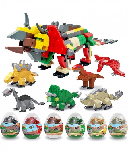 6 Pack Mini Dinosaur Building Block Dinosaur Toys Easter Party Favors Easter Basket Stuffers Surprise Easter Eggs Jurassic Mi...