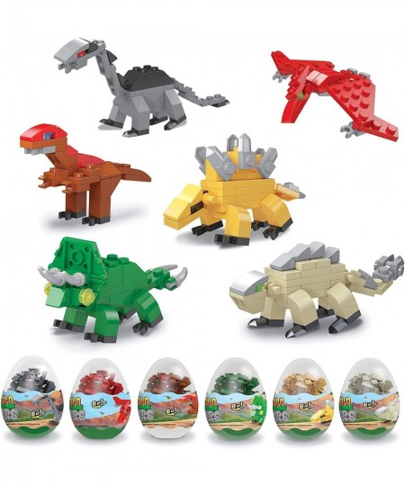 6 Pack Mini Dinosaur Building Block Dinosaur Toys Easter Party Favors Easter Basket Stuffers Surprise Easter Eggs Jurassic Mi...