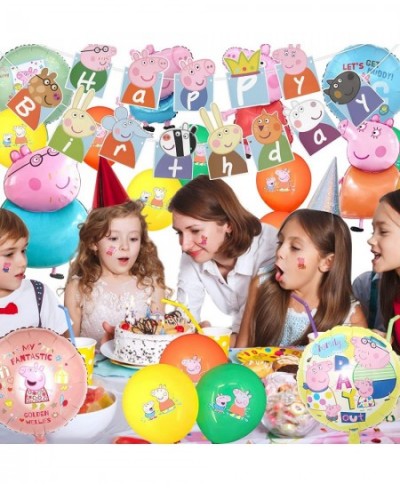 36Pcs Pig Birthday Balloons Pig Birthday Party Supplies Include Happy Birthday Banner Mom and Dad Latex Balloons Banners $17....