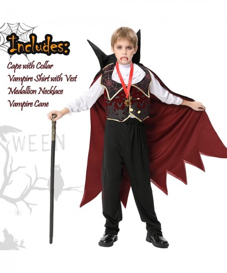 Halloween Gothic Vampire Costume Deluxe Set for Boys Kids Dracula Costume for Halloween Dress Up Party $34.39 - Kids' Costumes