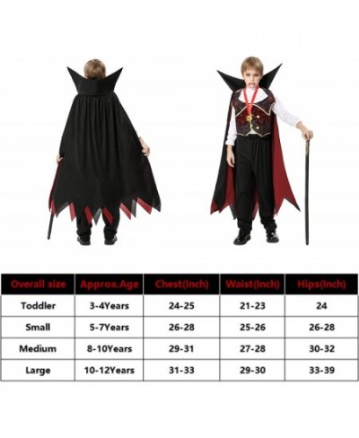 Halloween Gothic Vampire Costume Deluxe Set for Boys Kids Dracula Costume for Halloween Dress Up Party $34.39 - Kids' Costumes