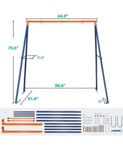 Heavy Duty Swing Frame Extra Large Full Steel All Weather A-Frame Swing Stand with Ground Stakes 72" Height 87" Length Fits f...