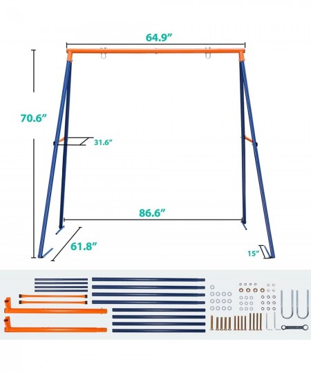 Heavy Duty Swing Frame Extra Large Full Steel All Weather A-Frame Swing Stand with Ground Stakes 72" Height 87" Length Fits f...