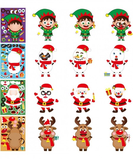 24 PCS Christmas Stickers for Kids Christmas Party Favors for Kids DIY Make A Face Stickers for Christmas Party Games $16.15 ...