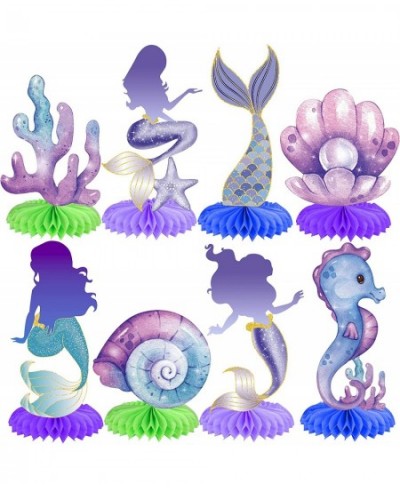 12pcs Mermaid Table Decorations Mermaid Tail Table Honeycomb Centerpieces for Mermaid Birthday Decorations Under The Sea Part...