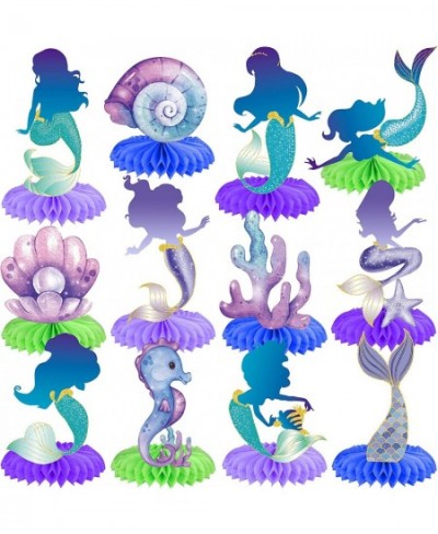 12pcs Mermaid Table Decorations Mermaid Tail Table Honeycomb Centerpieces for Mermaid Birthday Decorations Under The Sea Part...