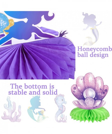 12pcs Mermaid Table Decorations Mermaid Tail Table Honeycomb Centerpieces for Mermaid Birthday Decorations Under The Sea Part...