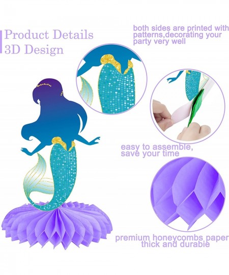 12pcs Mermaid Table Decorations Mermaid Tail Table Honeycomb Centerpieces for Mermaid Birthday Decorations Under The Sea Part...