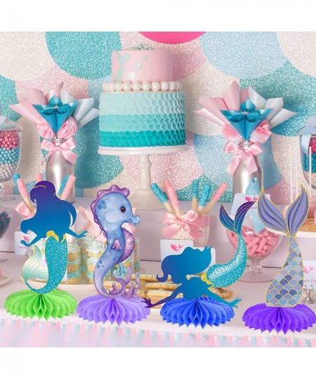 12pcs Mermaid Table Decorations Mermaid Tail Table Honeycomb Centerpieces for Mermaid Birthday Decorations Under The Sea Part...