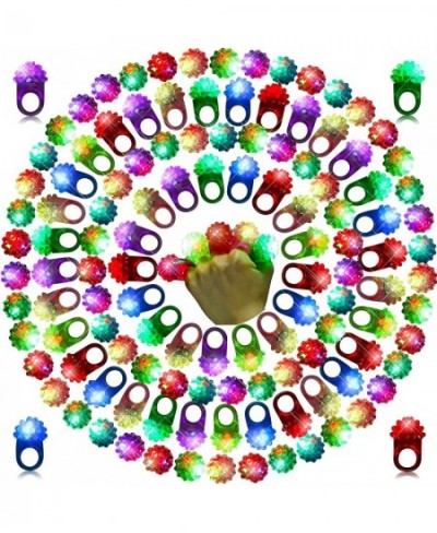 100 Pieces Valentine Day Flashing LED Lights up Bumpy Jelly Rubber Rings Glow in the Dark Rings Finger Toys Blinking Colorful...