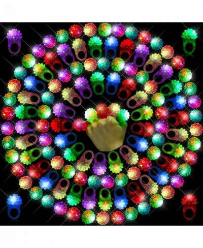 100 Pieces Valentine Day Flashing LED Lights up Bumpy Jelly Rubber Rings Glow in the Dark Rings Finger Toys Blinking Colorful...