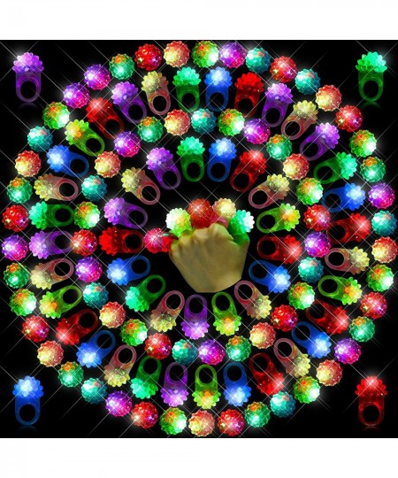 100 Pieces Valentine Day Flashing LED Lights up Bumpy Jelly Rubber Rings Glow in the Dark Rings Finger Toys Blinking Colorful...