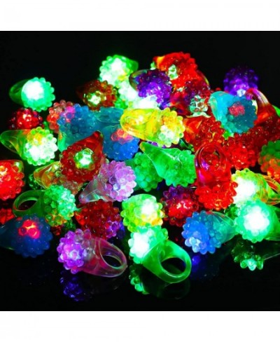 100 Pieces Valentine Day Flashing LED Lights up Bumpy Jelly Rubber Rings Glow in the Dark Rings Finger Toys Blinking Colorful...