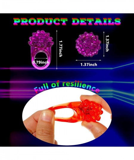 100 Pieces Valentine Day Flashing LED Lights up Bumpy Jelly Rubber Rings Glow in the Dark Rings Finger Toys Blinking Colorful...