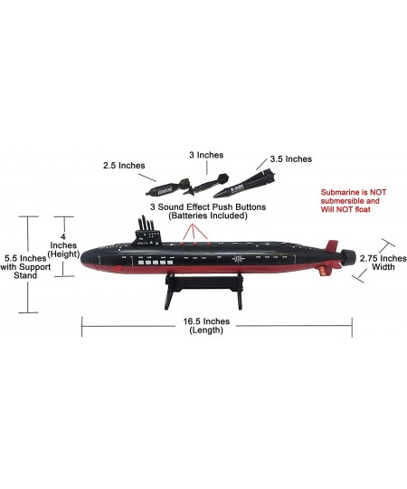 16.5 Inch Toy Black Submarine with Sound Effects and Torpedo $47.39 - Kids' Play Submarines