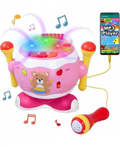 Baby Drum Set Kids Drum Set with Microphpne&Lights Baby Drums Toy for Girls Little Piano Keyboard Toy for Infant Music Drum T...