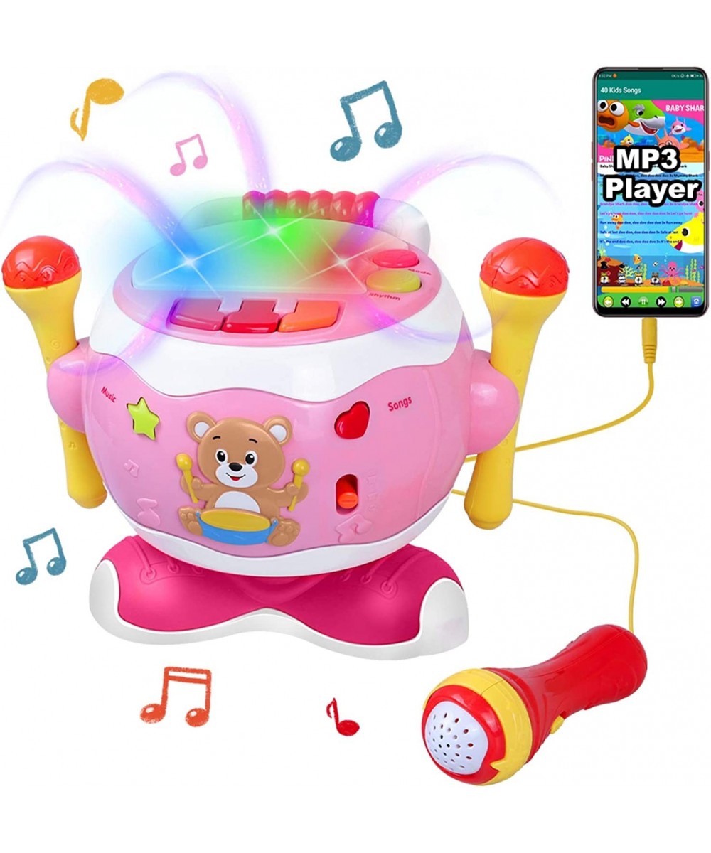 Baby Drum Set Kids Drum Set with Microphpne&Lights Baby Drums Toy for Girls Little Piano Keyboard Toy for Infant Music Drum T...