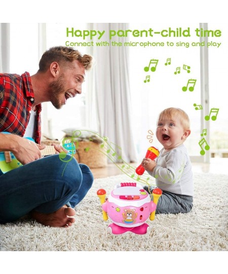 Baby Drum Set Kids Drum Set with Microphpne&Lights Baby Drums Toy for Girls Little Piano Keyboard Toy for Infant Music Drum T...