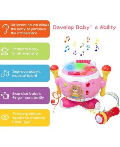 Baby Drum Set Kids Drum Set with Microphpne&Lights Baby Drums Toy for Girls Little Piano Keyboard Toy for Infant Music Drum T...