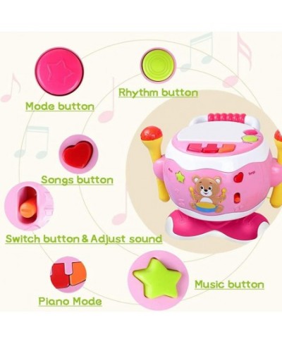 Baby Drum Set Kids Drum Set with Microphpne&Lights Baby Drums Toy for Girls Little Piano Keyboard Toy for Infant Music Drum T...