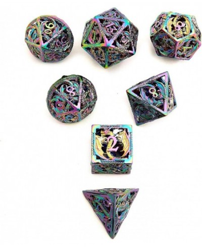 Dragon Pattern Hollow Metal DND Game Dice 7Pcs Set and with Metal Box Gifts for Dungeons and Dragons RPG MTG Table Games D&D ...