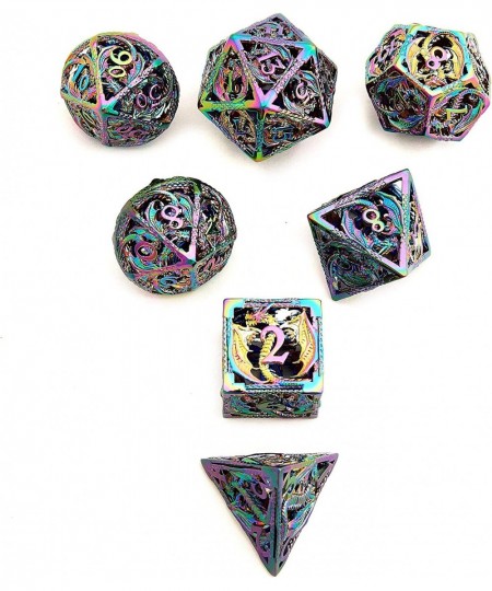 Dragon Pattern Hollow Metal DND Game Dice 7Pcs Set and with Metal Box Gifts for Dungeons and Dragons RPG MTG Table Games D&D ...