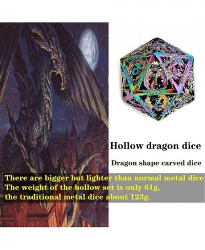 Dragon Pattern Hollow Metal DND Game Dice 7Pcs Set and with Metal Box Gifts for Dungeons and Dragons RPG MTG Table Games D&D ...