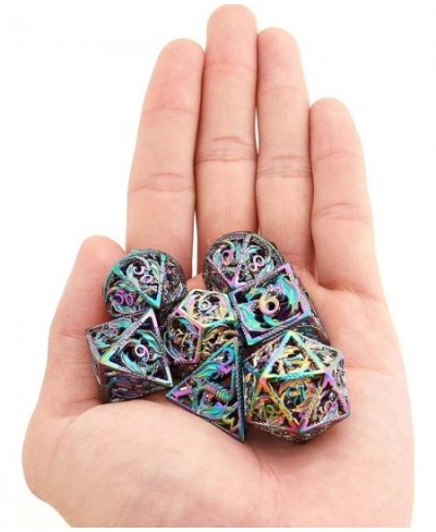 Dragon Pattern Hollow Metal DND Game Dice 7Pcs Set and with Metal Box Gifts for Dungeons and Dragons RPG MTG Table Games D&D ...