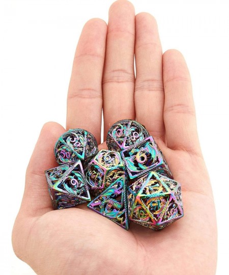 Dragon Pattern Hollow Metal DND Game Dice 7Pcs Set and with Metal Box Gifts for Dungeons and Dragons RPG MTG Table Games D&D ...