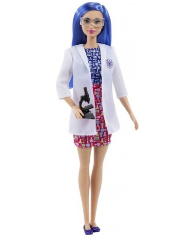 Scientist Doll (12 Inches) Blue Hair Color Block Dress Lab Coat & Flats Microscope Accessory Great Gift for Ages 3 Years Old ...