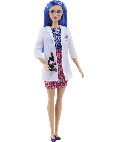 Scientist Doll (12 Inches) Blue Hair Color Block Dress Lab Coat & Flats Microscope Accessory Great Gift for Ages 3 Years Old ...