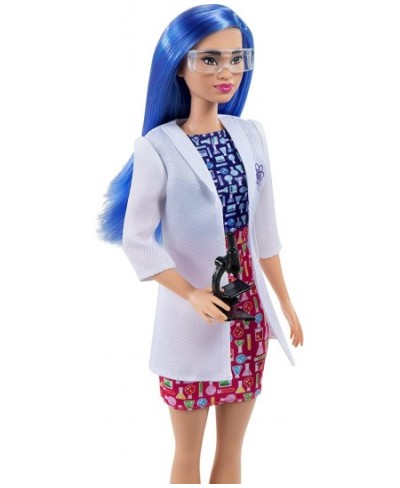 Scientist Doll (12 Inches) Blue Hair Color Block Dress Lab Coat & Flats Microscope Accessory Great Gift for Ages 3 Years Old ...