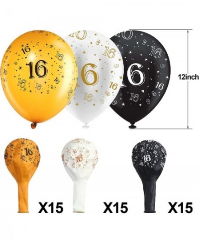 16th Latex Balloons Birthday Party Decorations Gold Black White Sweet 16 Balloons Party Supplies for Boys Girls Indoor Outdoo...