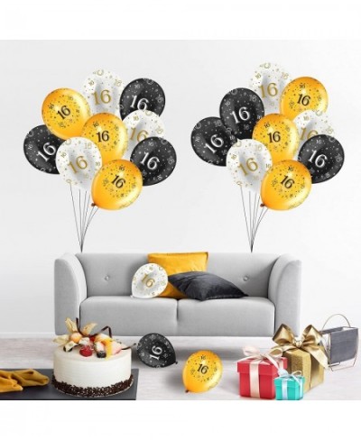 16th Latex Balloons Birthday Party Decorations Gold Black White Sweet 16 Balloons Party Supplies for Boys Girls Indoor Outdoo...