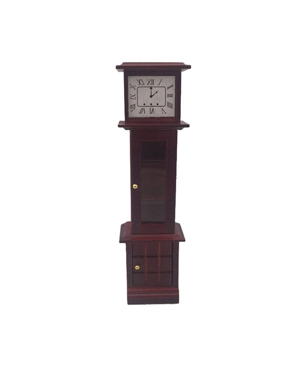 Dollhouse Decoration Accessories 1:12 Dollhou Miniature Living Room Vintage Wooden Grandfather Clock Brown $21.26 - Dollhouse...