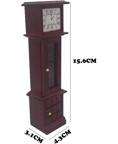 Dollhouse Decoration Accessories 1:12 Dollhou Miniature Living Room Vintage Wooden Grandfather Clock Brown $21.26 - Dollhouse...