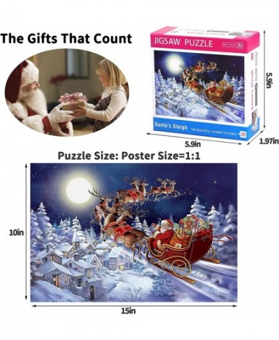 100 Piece Puzzles for Kids Santa's Sleigh Christmas Puzzle Puzzles for Kids Ages 4-8 8-10 Christmas Jigsaw Puzzles Toys for C...