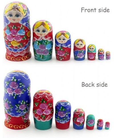 Russian Nesting Dolls Matryoshka Wood Stacking Nested Set 7 Pieces Handmade Toys for Children Kids Christmas Mother's Day Bir...