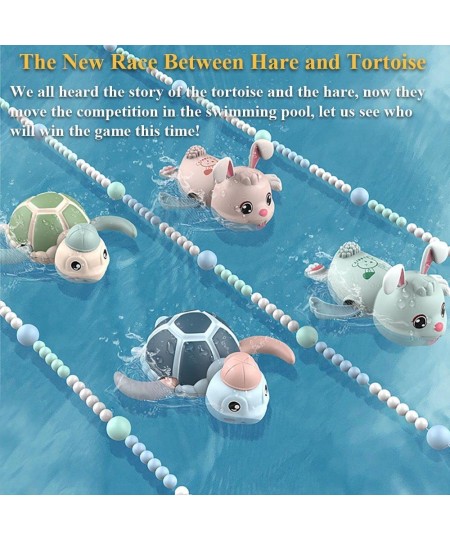 Windup Hare & Tortoise Bath Toy Wind-up Rabbit Water Toy Clockwork Swimming Turtle Tub Toy Bathtub Rabbit Turtle Floating Toy...